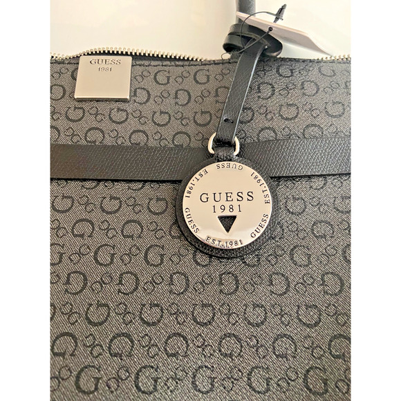 NWT GUESS PURSE/ COAL BOOKER HANDBAG/ GUESS DARK LIGHT GRAY PURSE, 11"H x 13"W - Picture 5 of 13